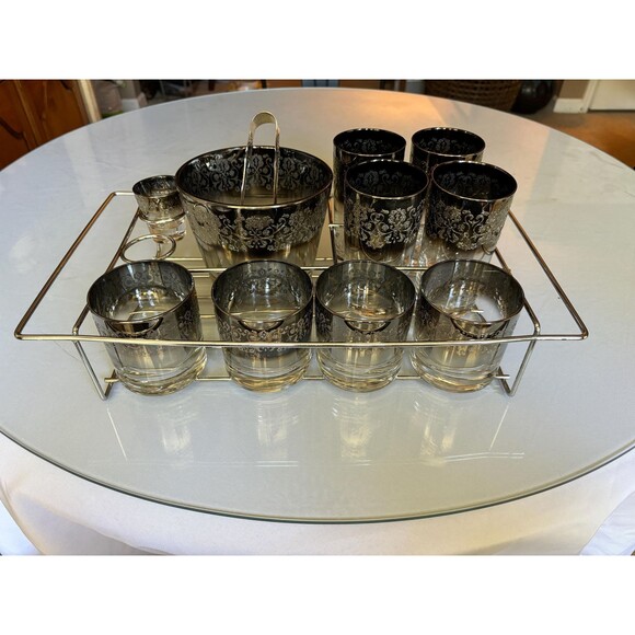 Silver Fade by Vitreon Queens Lusterware, ltd Bar Set - Picture 1 of 11